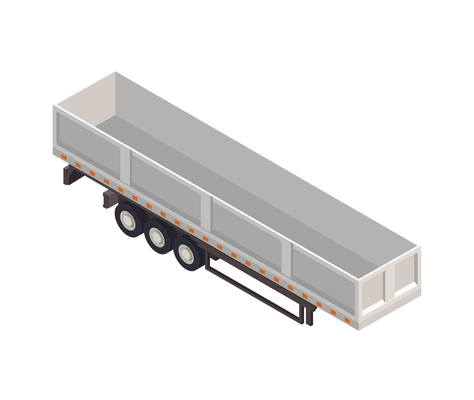 Empty white truck trailer in isometric style 3d vector illustration