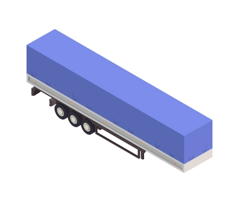 Isometric blue tented cargo semitrailer on blank background 3d vector illustration