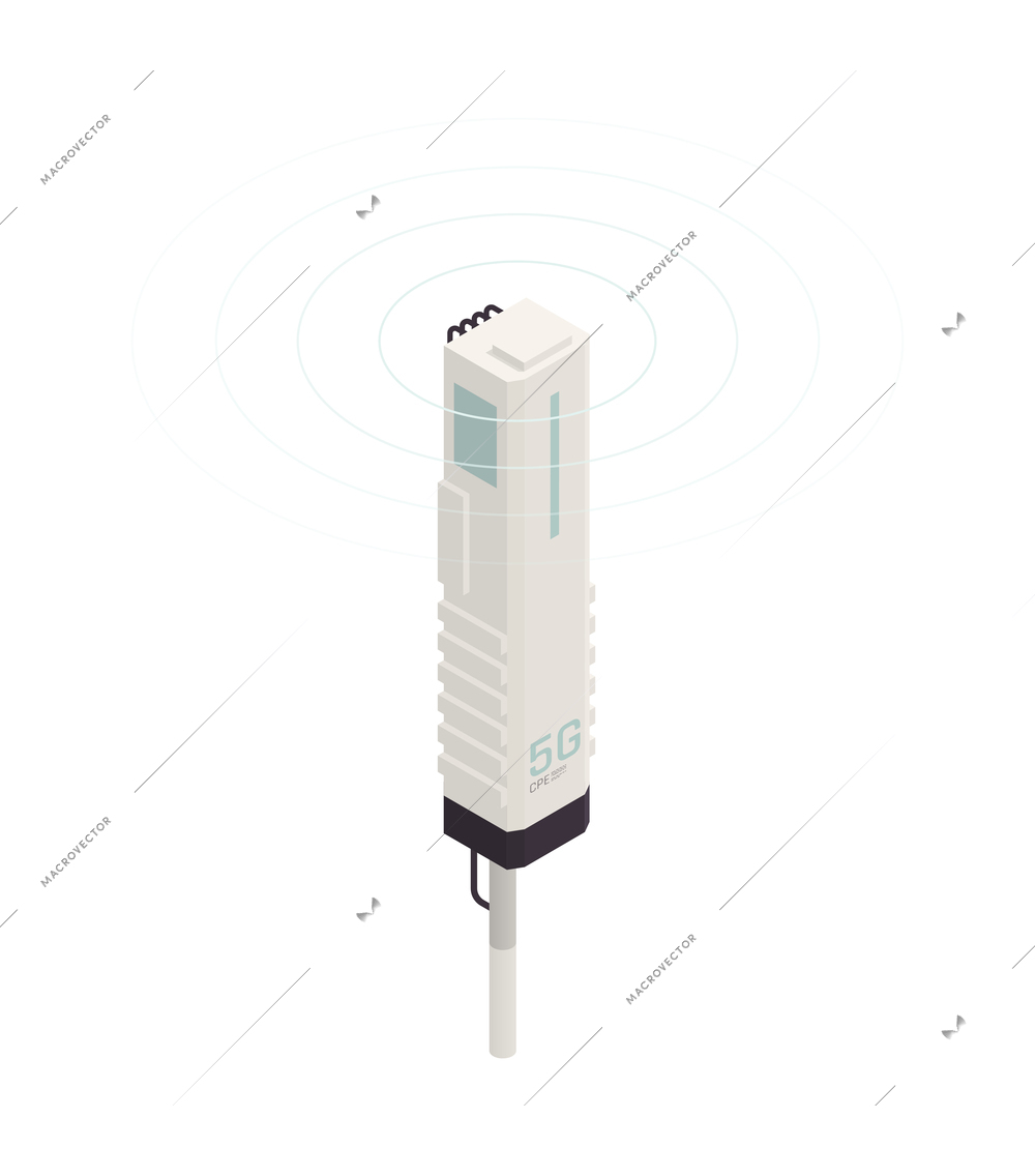 Modern internet 5g communication technology antenna isometric icon 3d vector illustration