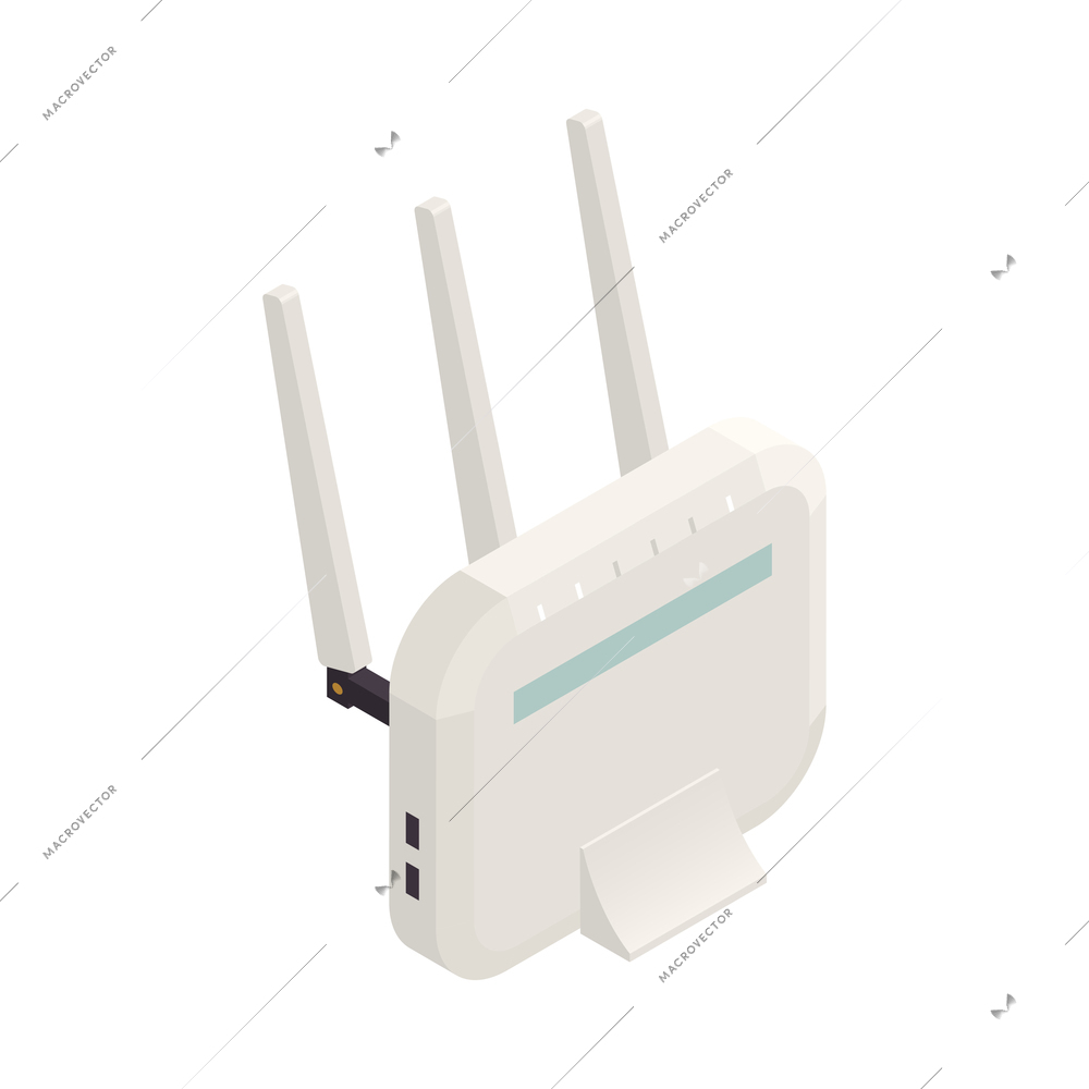 White internet router in isometric style 3d vector illustration