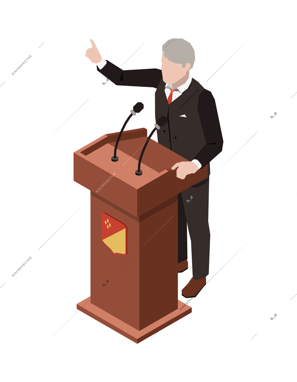 Politician male election candidate giving speech 3d isometric icon vector illustration