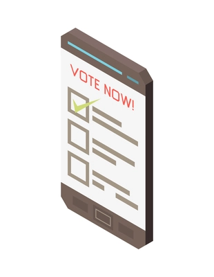 Online election voting isometric icon with 3d image of smartphone vector illustration