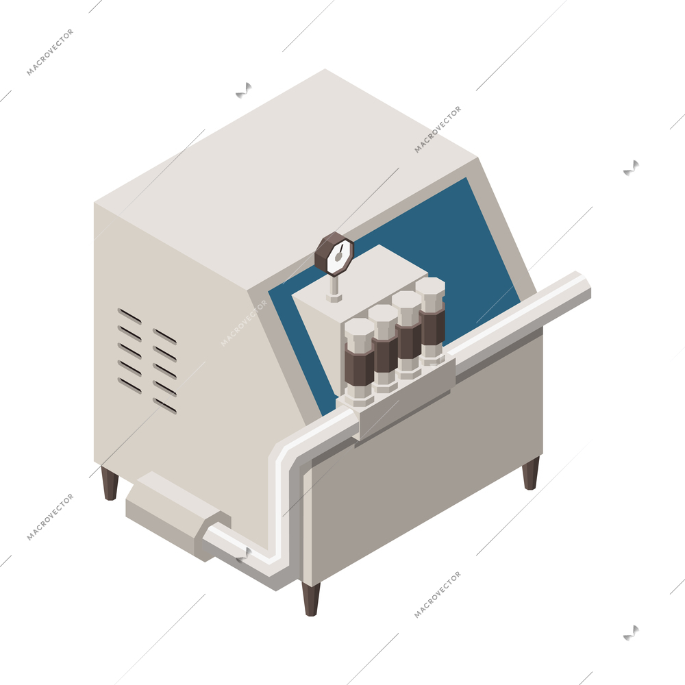 Ice cream production icon with 3d equipment for homogenization vector illustration
