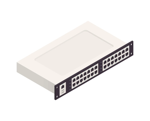 Isometric white fast network switch 3d icon vector illustration