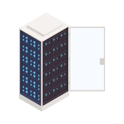 Open data center rack isometric icon 3d vector illustration