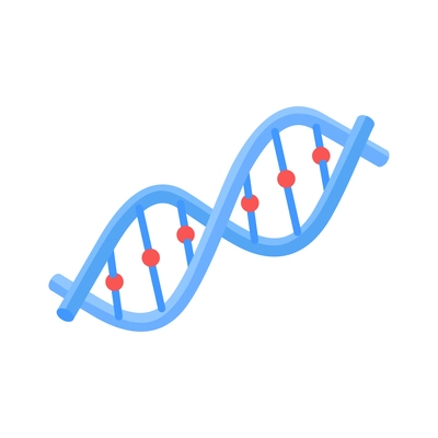 Isometric icon with colored dna strand on white background 3d vector illustration