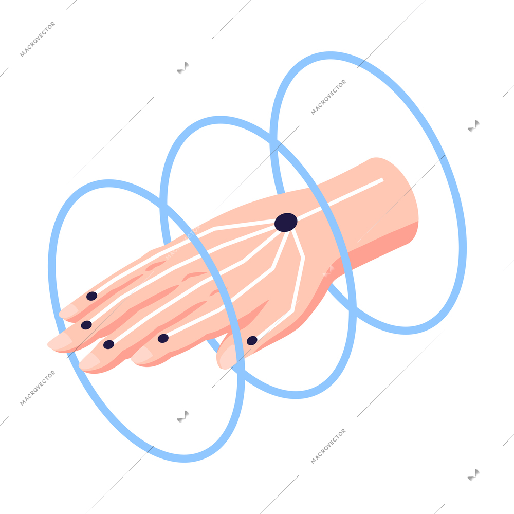 Isometric biometric identification hand geometry recognition icon 3d vector illustration