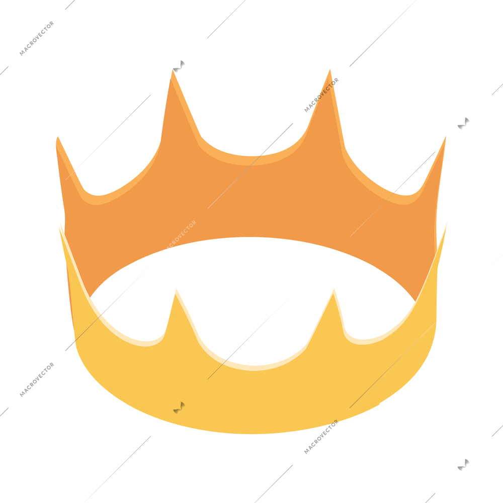 Gold crown on white background isometric icon 3d vector illustration