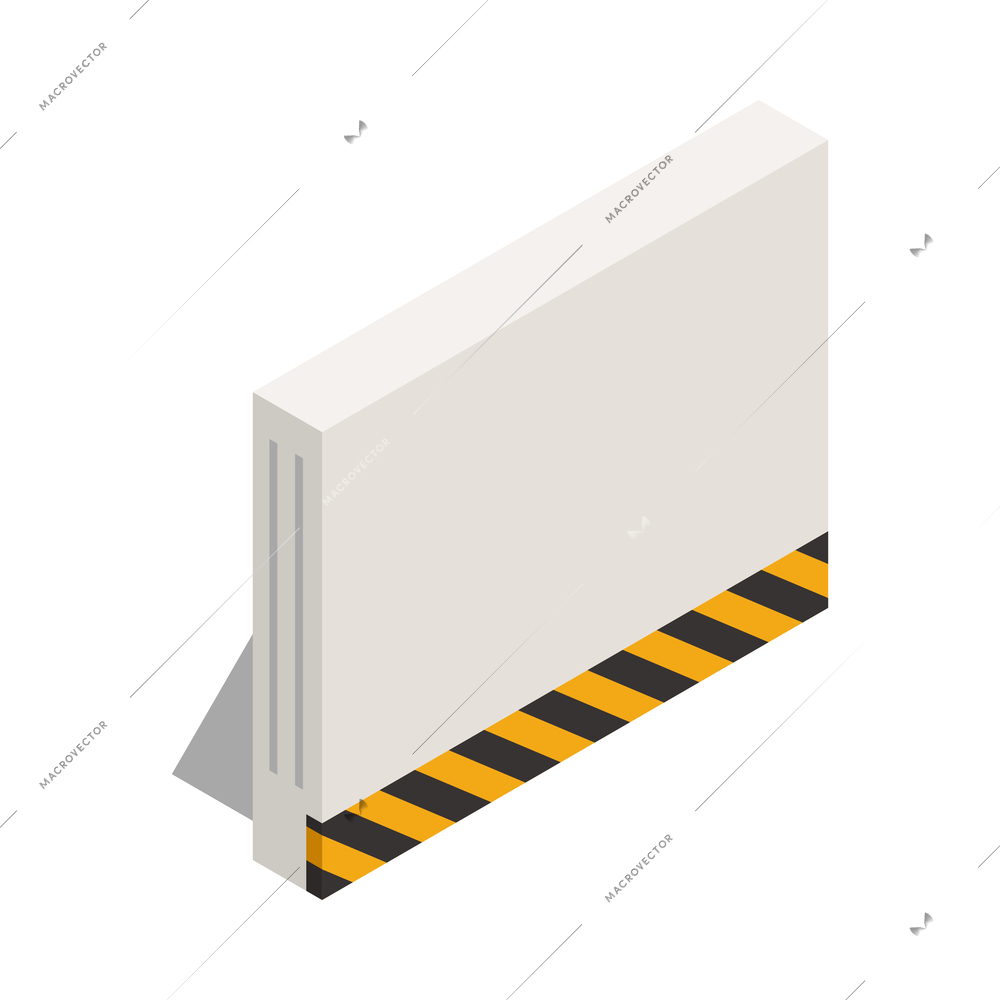 Wall barrier for car crash test isometric icon 3d vector illustration