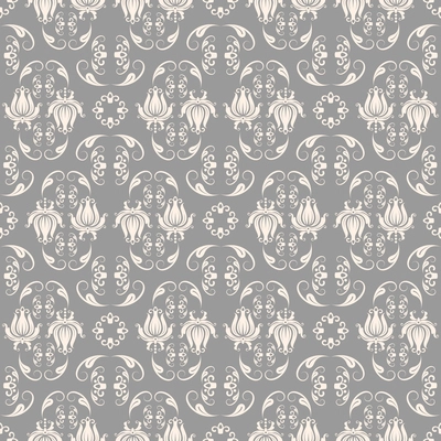 Seamless beige on grey baroque pattern vector illustration