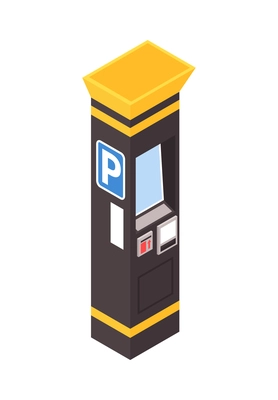 Isometric city street parking meter on white background 3d vector illustration
