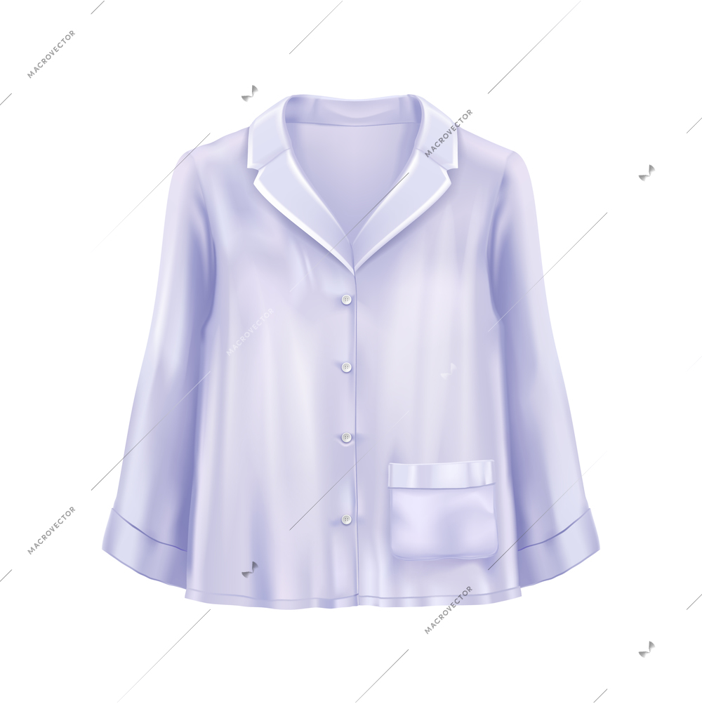 Realistic long sleeved pastel color pyjamas on white background vector illustration