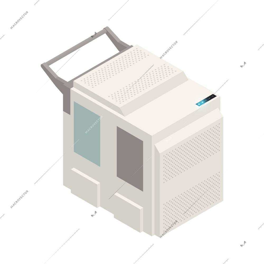 Modern internet 5g communication technology isometric icon with multifunction printer 3d vector illustration