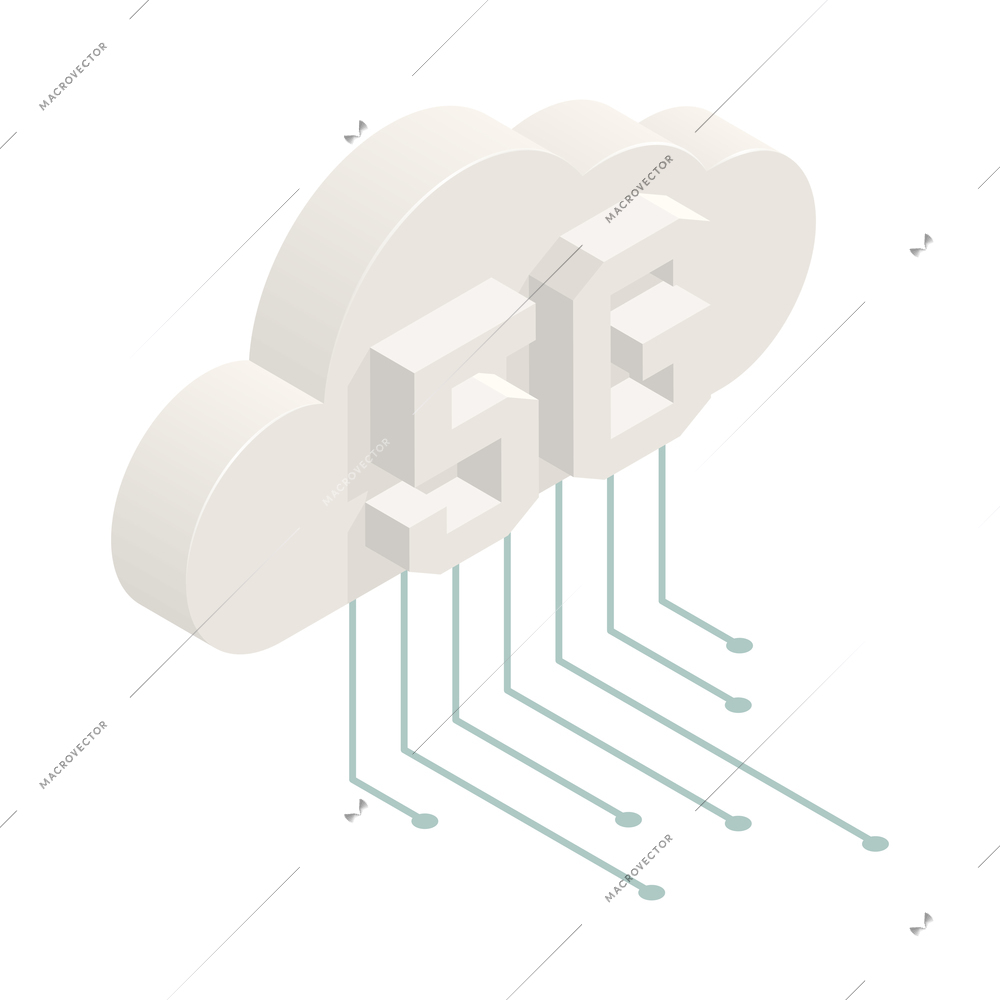 Modern internet 5g communication technology cloud isometric icon 3d vector illustration