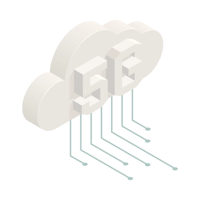 Modern internet 5g communication technology cloud isometric icon 3d vector illustration