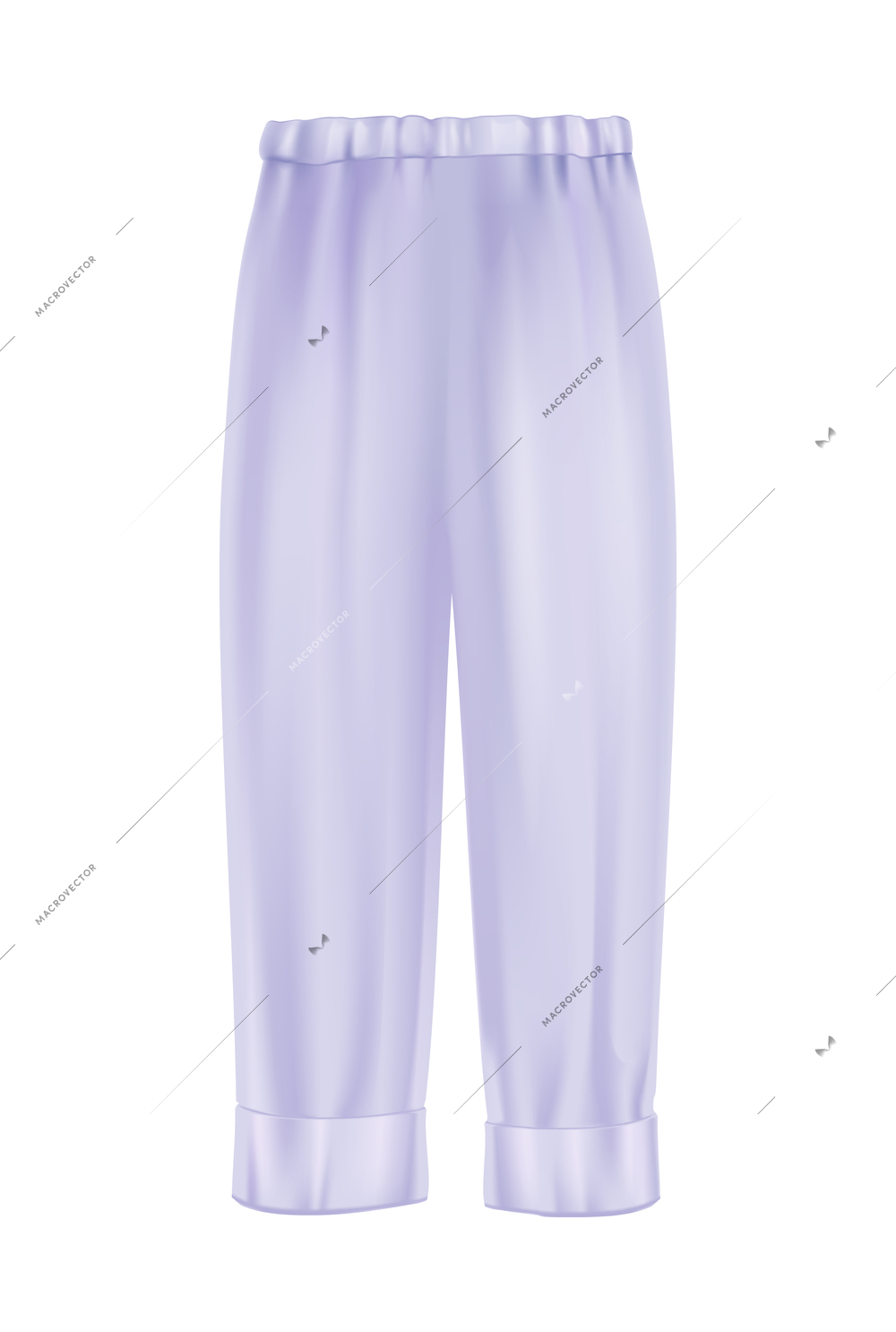 Pastel color pyjamas pants on white background realistic vector illustration