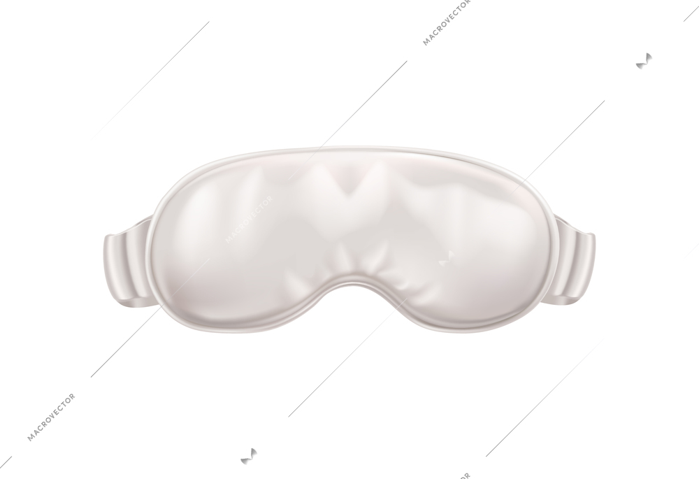 White sleeping mask on blank background realistic vector illustration