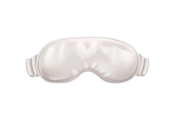 White sleeping mask on blank background realistic vector illustration