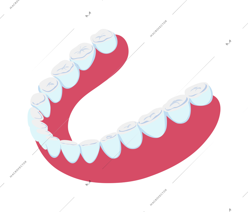 Isometric lower jaw dental prosthesis icon on white background 3d vector illustration