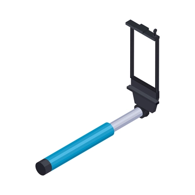 Selfie stick for mobile phone isometric icon on white background 3d vector illustration