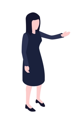 Faceless character of woman trying to catch taxi 3d isometric icon vector illustration