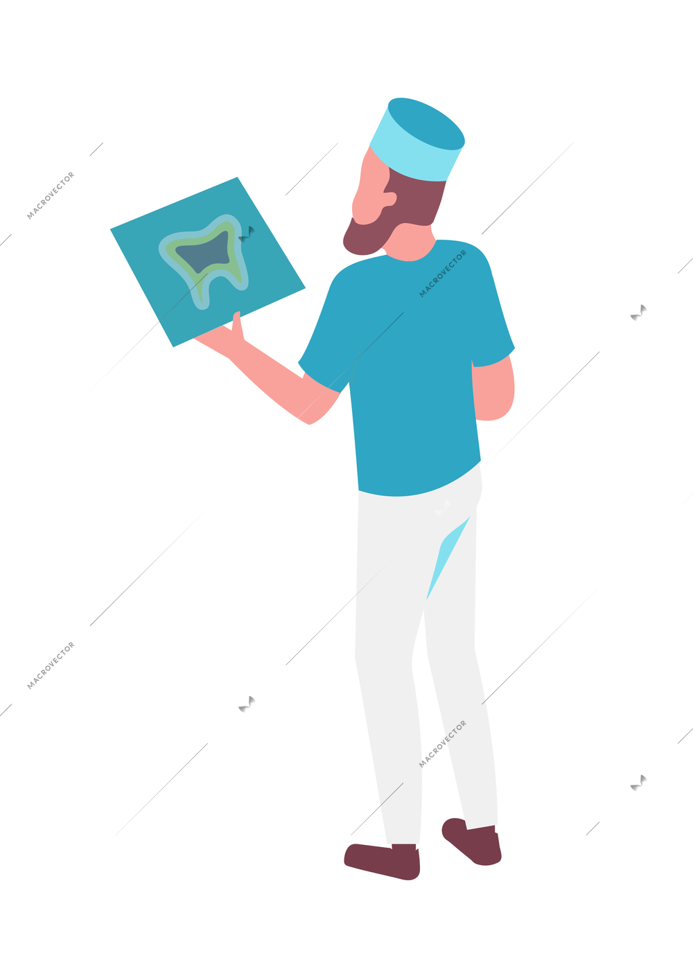 Male dentist holding teeth xray photograph isometric character 3d vector illustration