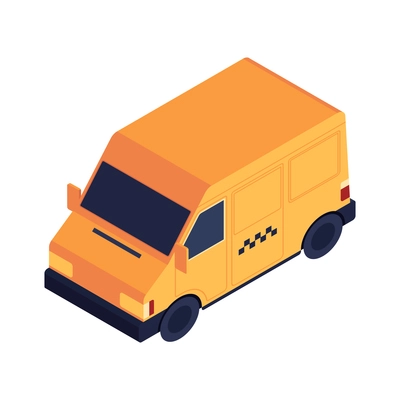 Orange taxi van isometric icon on blank background 3d vector illustration