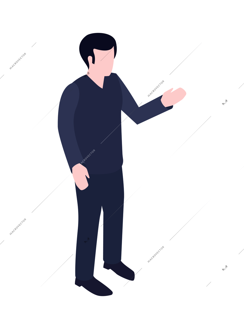 Isometric male character catching taxi 3d vector illustration