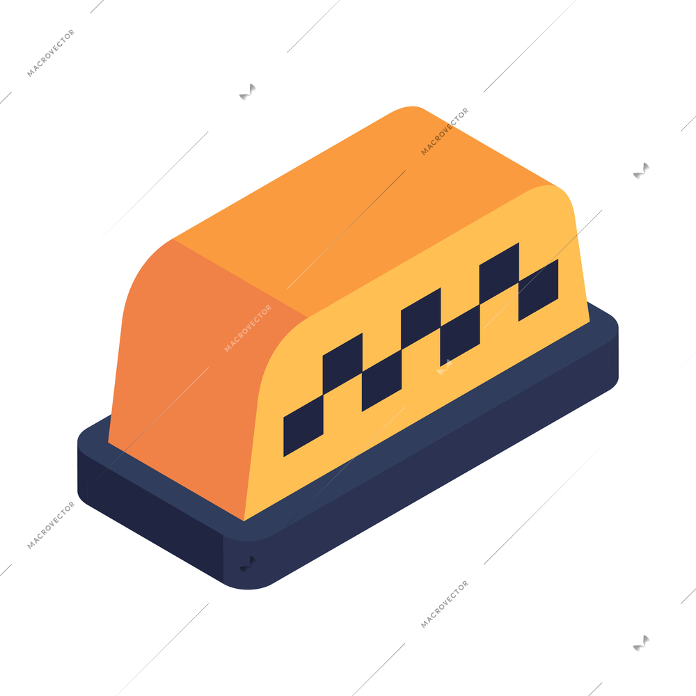 Orange taxi car sign isometric icon on white background 3d vector illustration