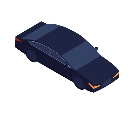 Black car in isometric style on white background 3d vector illustration