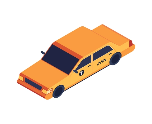 Isometric orange taxi car on white background 3d vector illustration