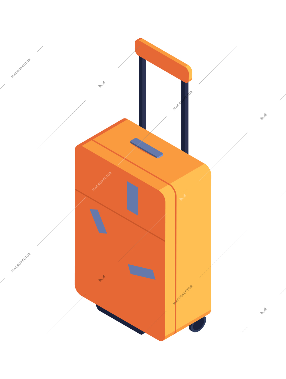 Orange travel suitcase isometric icon on white background 3d vector illustration
