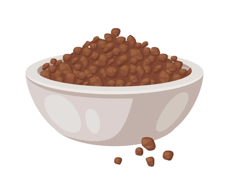 Bowl of granular instant coffee on white background cartoon vector illustration