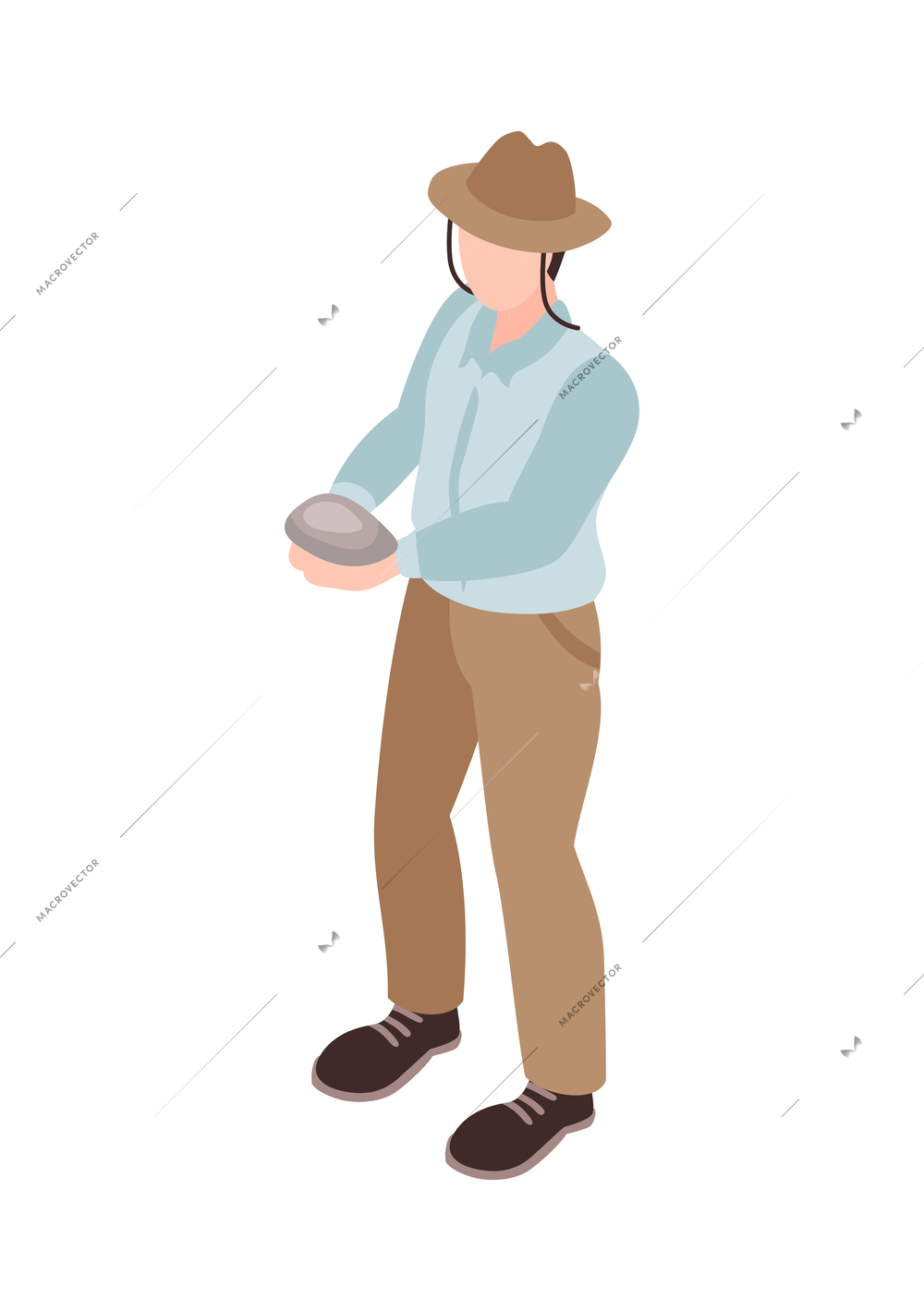 Human character of geologist on white background 3d isometric vector illustration