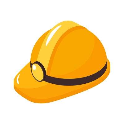 Isometric icon with orange geologist helmet on white background vector illustration