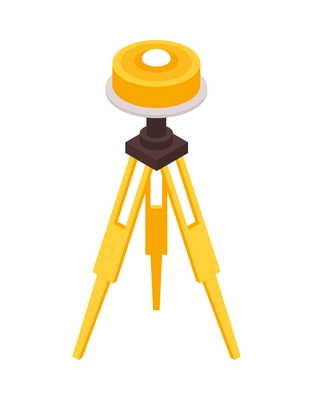 Yellow theodolite tripod isometric icon on white background vector illustration