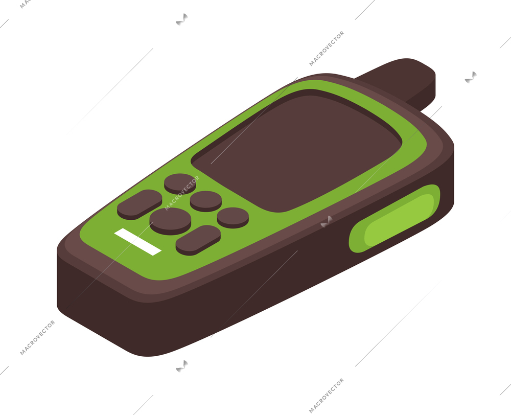 Handheld gps tracker isometric icon in black and green color vector illustration