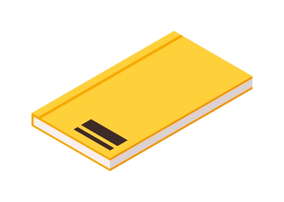 Isometric icon of yellow daily planner 3d vector illustration