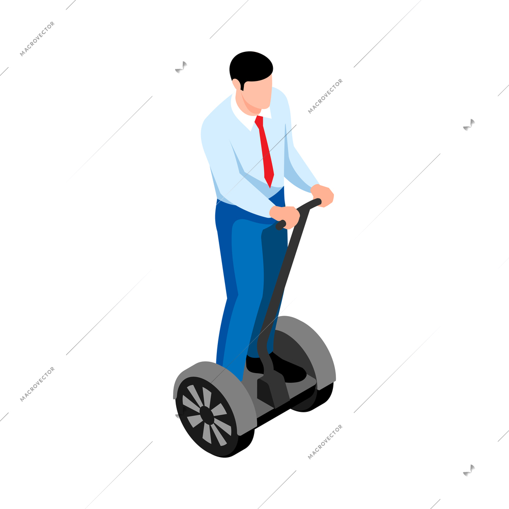 Eco transport isometric icon with man riding segway 3d vector illustration
