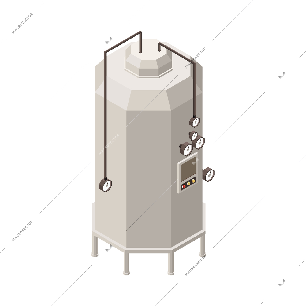 Isometric icon with factory equipment for wine fermentation 3d vector illustration