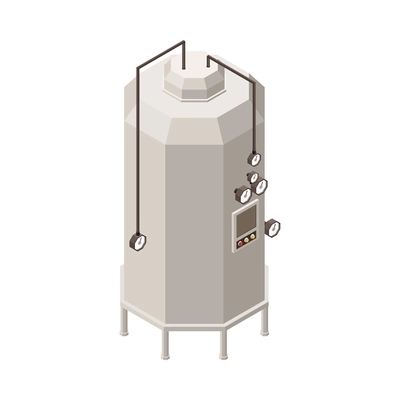 Isometric icon with factory equipment for wine fermentation 3d vector illustration