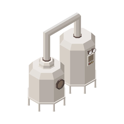 Wine production icon with isometric equipment for fermentation 3d vector illustration