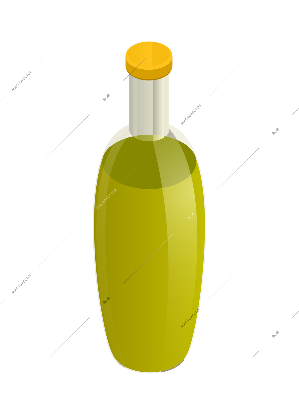 Isometric icon with bottle of olive oil on white background 3d vector illustration