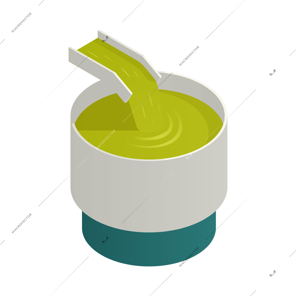Olive oil production isometric icon with factory equipment 3d vector illustration