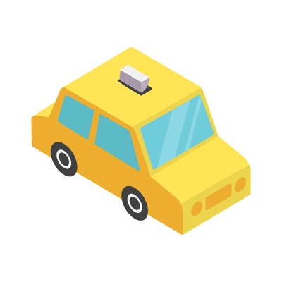 Isometric yellow taxi car icon on blank background 3d vector illustration