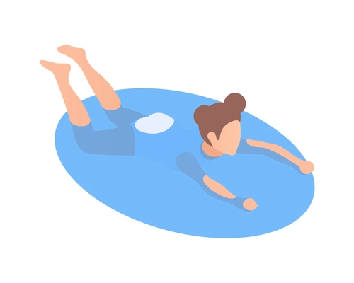 Girl swimming in pool isometric icon 3d vector illustration