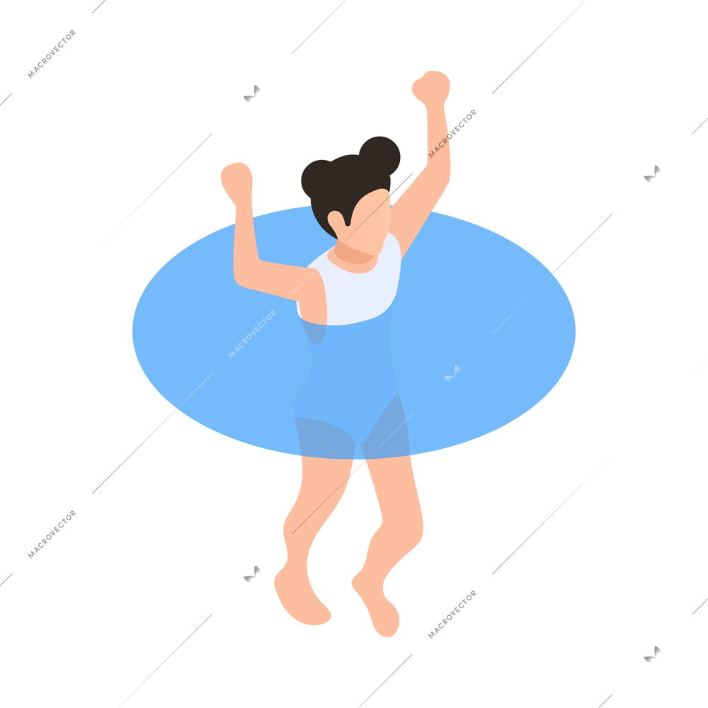 Girl doing water aerobics in swimming pool isometric icon vector illustration