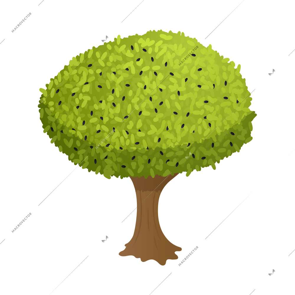 Green olive tree isometric icon on white background vector illustration
