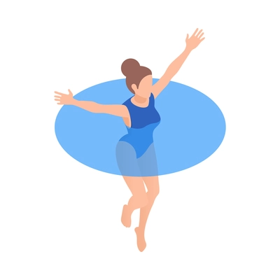 Isometric woman doing water fitness in swimming pool 3d icon vector illustration