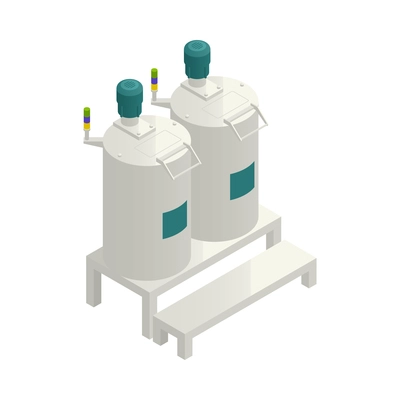 Olive oil production isometric icon with factory equipment for refinement 3d vector illustration